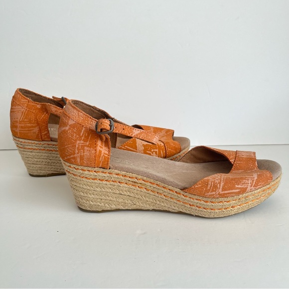 Toms Platform Espadrille Wedge Sandals Open Toe -Orange Sz 9 - Picture 6 of 7